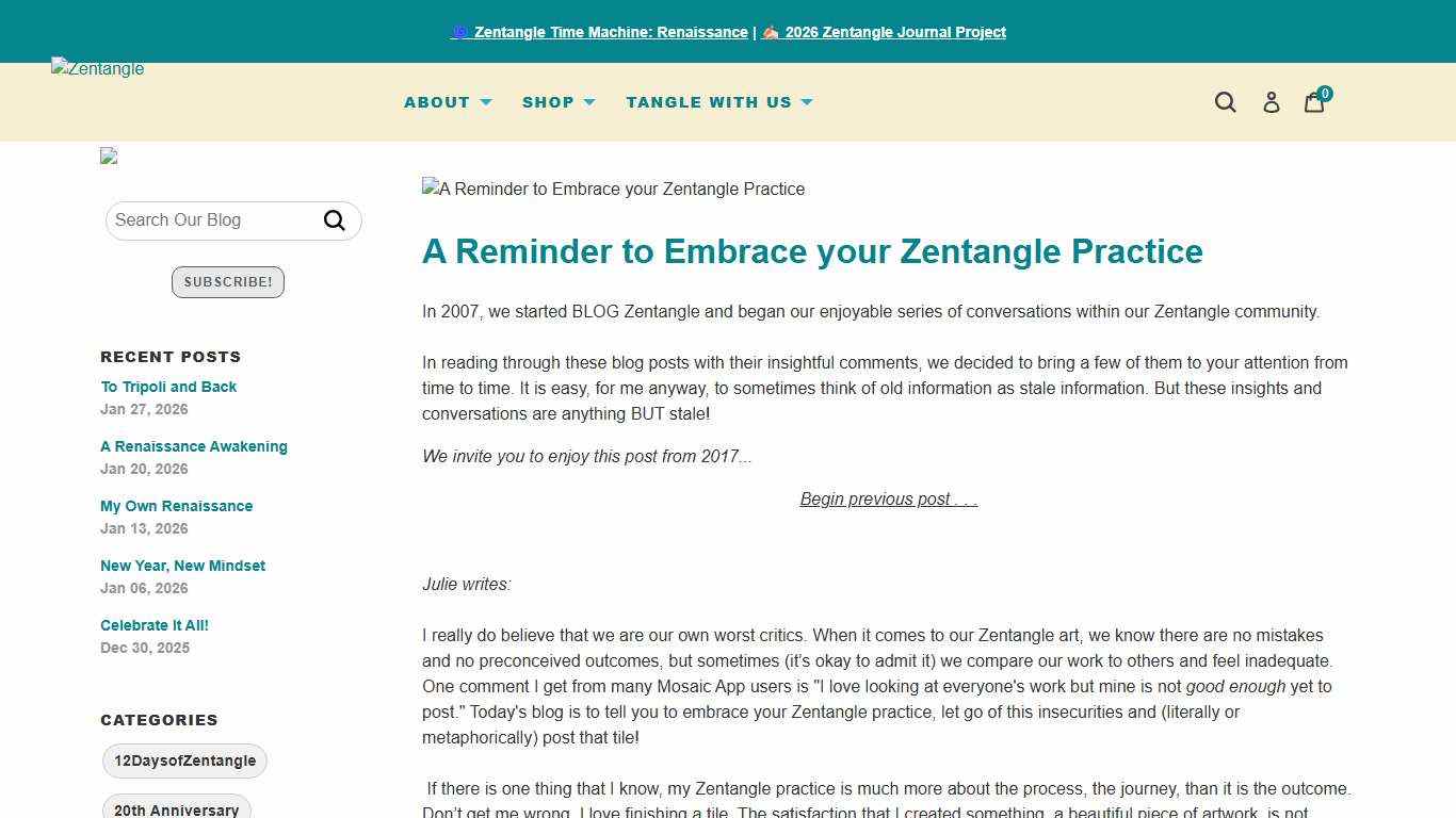 A Reminder to Embrace your Zentangle Practice