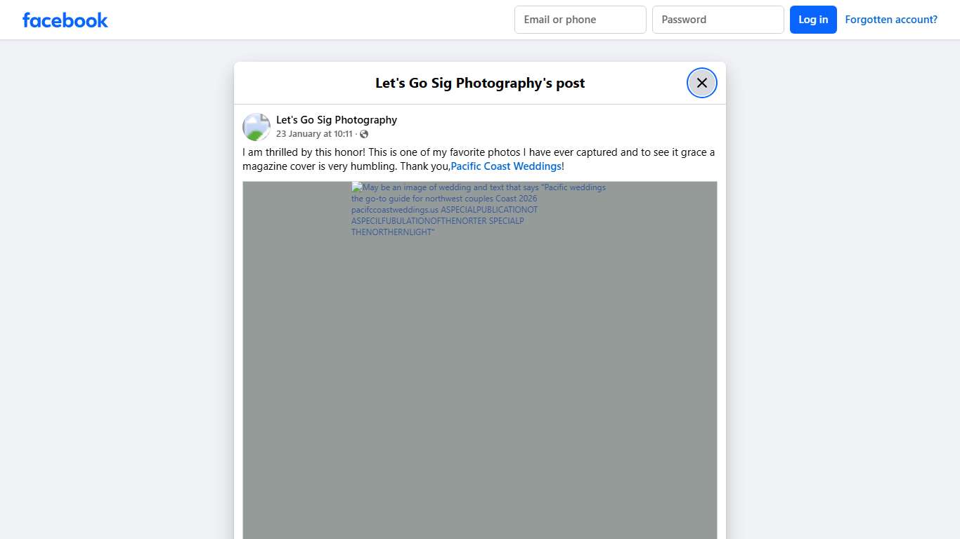 I am thrilled by this honor!... - Let's Go Sig Photography Facebook